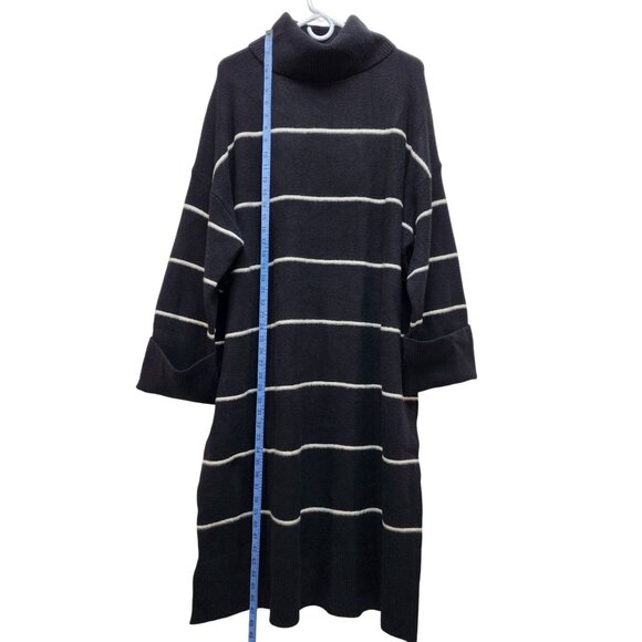 Ava & Viv Size 2X Black & White Striped Turtleneck Sweater Dress - Picture 5 of 7
